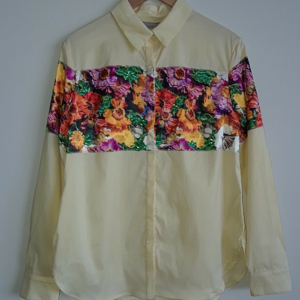 CLOVER CANYON Yellow Floral Embellished Shirt Top